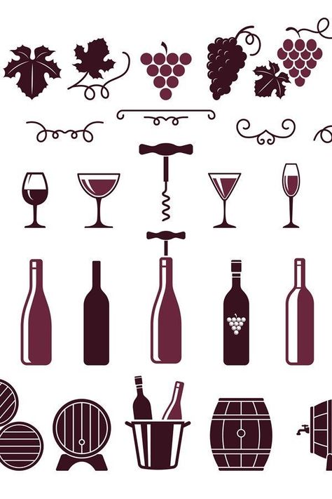 Wine Symbol, Wine Illustration Design, Wine Bottle Pictures, Wine Bottle Illustration, Wine Bottle Logo, Wine Bottle Images, Wine Logo Design, Vine Bottle, Art Du Vin