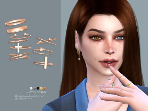 Sims4 Cc Rings, Sims 4 Rings Cc, Sims 4 Rings, Cupid Ring, Cc Jewelry, Cc Accessories, Bloom Tattoo, Double Helix Piercing, Cc Clothing