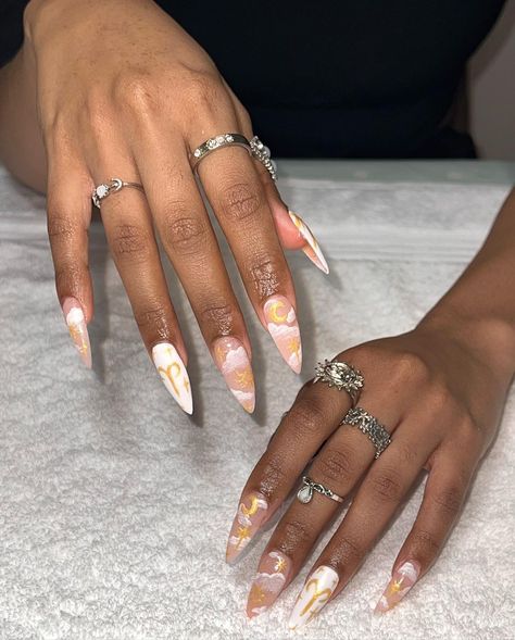 MNT ✨ on Instagram: “🔥♈️It’s Aries Season♈️ 🔥 Birthday Nails for my fellow Aries gal ❤️‍🔥 #biabnails #biab #stillettonails #kiaraskygellytips #candycoat…” Aires Nail Designs, Aires Birthday Nails, Aries Themed Nails, Aries Season Nails, Aries Nails Zodiac Signs, Aries Nails Acrylic, Birthday Nails Aries, Aries Nail Designs, Aries Birthday Nails