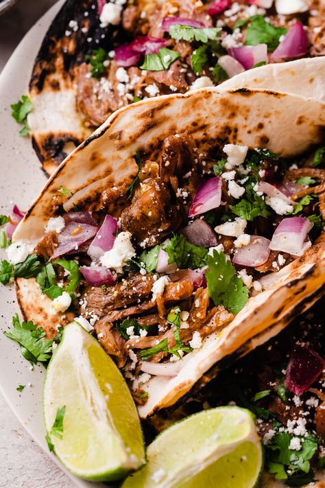 Lamb Barbacoa Tacos Slow Cooker Brisket Tacos, Beef Brisket Tacos, Lamb Barbacoa, Lamb Tacos, Barbacoa Tacos, Lamb Taco, Brisket Tacos, Easy Taco Recipes, Brisket Recipe