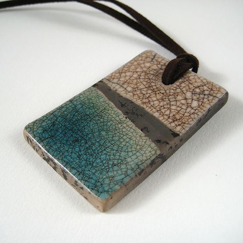 Raku Pendant | Raku pendant - mushroom and blue-green crackl… | Flickr Creative Pottery, Mud Pies, Necklace Ceramic, Clay Techniques, Ceramic Jewellery, Clay Pendants, Paint Your Own Pottery, Raku Ceramics, Ceramic Earrings