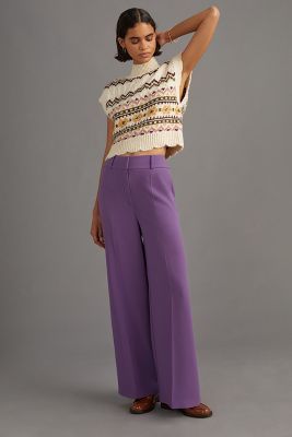 Violette Wide-Leg Pants | Anthropologie Silky Pants, Wide Leg Pants Outfit, Winter Pants Outfit, Silk Tunic Dress, Leg Pants Outfit, Striped Wide Leg Pants, Purple Pants, Wide Leg Linen Pants, Linen Pants Women