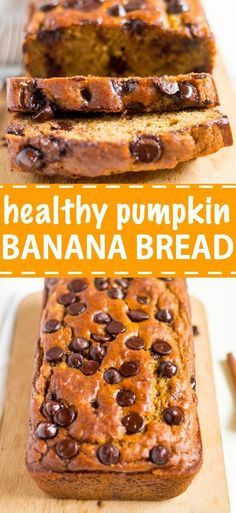 Healthy pumpkin banana bread is an easy and healthy recipe to make this fall! It's made with canned pumpkin, greek yogurt, coconut oil and optional chocolate chips for a healthy, but delicious pumpkin banana bread recipe. Pumpkin Banana Bread Healthy, Healthy Pumpkin Banana Bread, Pumpkin Greek Yogurt, Pumpkin Banana Bread Recipe, Pumpkin Banana Bread, Pumpkin Banana, Pumpkin Spice Syrup, Healthy Banana Bread, Banana Bread Recipe