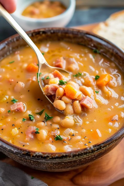 Amish Bean Soup, Senate Bean Soup Recipe Instant Pot, Ham Bean Soup Stove Top, Crock Pot Navy Bean And Ham Soup, Ham And Bean Soup Canned Beans, Creamy Navy Bean Soup, Crock Pot Navy Bean Soup, Navy Bean Soup With Ham Bone, Bean Soup Recipes With Ham Bone