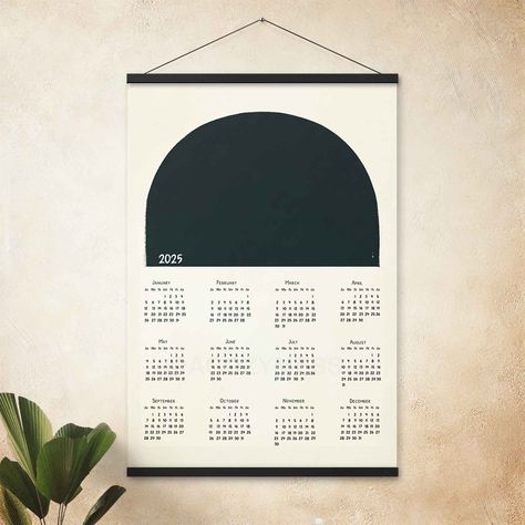 2025 Calendar, Yearly Calendar, 2025 Wall Calendar Modern Calendar Design, Class Poster Design, Minimal Calendar, Full Year Calendar, Minimalistic Decor, Modern Calendar, Class Poster, Black Hangers, Calendar Poster