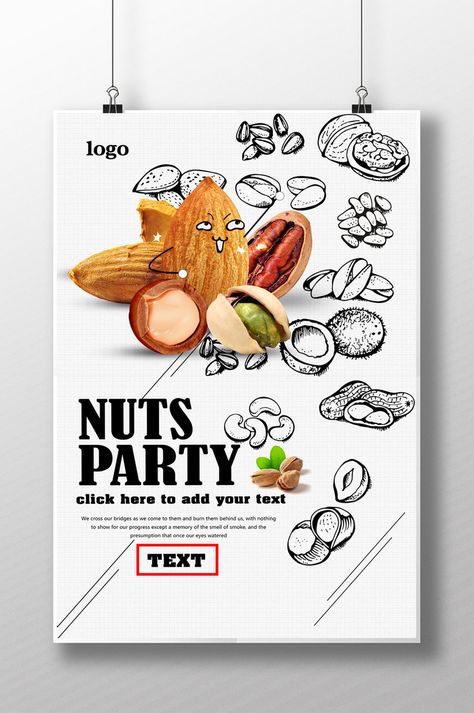 Nut Feast Cartoon Nut#pikbest#Templates#Poster#Food Nut Store Design, Gift Poster Design Ideas, Nut Store, Poster Food, Creative School Project Ideas, Promotional Flyers, Online Shop Design, Paper Boat, Poster Ads