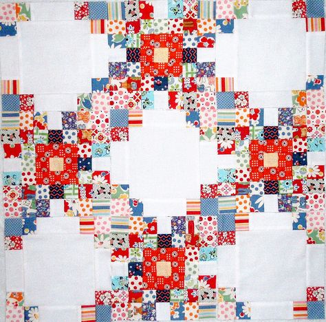 Triple Irish Chain - she used the tutorial on Moda Bake Shop (pinned as Triple Irish Chain Flower Quilt on my Quilt Tutorials board). Triple Irish Chain, Irish Chain Quilt Pattern, Irish Quilt, Chain Tutorial, Moda Bake Shop, Irish Chain Quilt, Postage Stamp Quilt, Patriotic Quilts, Scrap Quilt Patterns