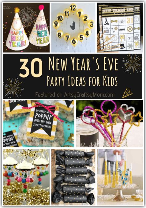 Ring in 2022 with a blast! Here are some DIY New Year's Eve Party Ideas for kids that look great, are simple to make, and easy on the pocket! Diy New Years Eve Decorations Easy, Nye Kids, Diy New Years Party, New Year's Eve Crafts, New Year's Eve Activities, Kids New Years Eve, Church Christmas Decorations, Library Organization, New Years Eve Party Ideas