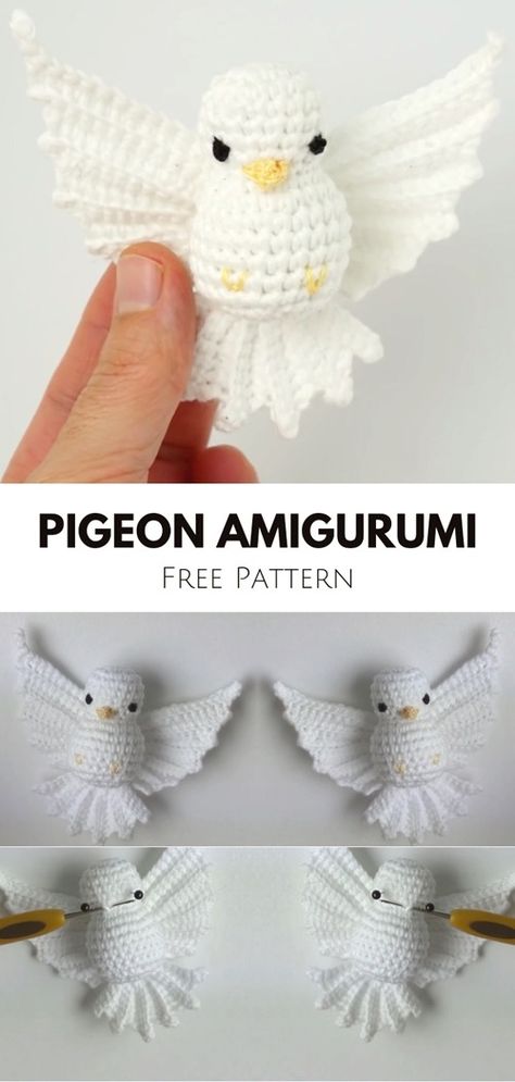 Lovely Pigeon Amigurumi - Crochet Tutorial Pigeon Amigurumi, Crochet Pigeon, Crochet Bird Patterns, Crochet Birds, Crochet Amigurumi Free, Crochet Animal Patterns, Diy Crochet Projects, Crochet Toys Patterns, Love Crochet