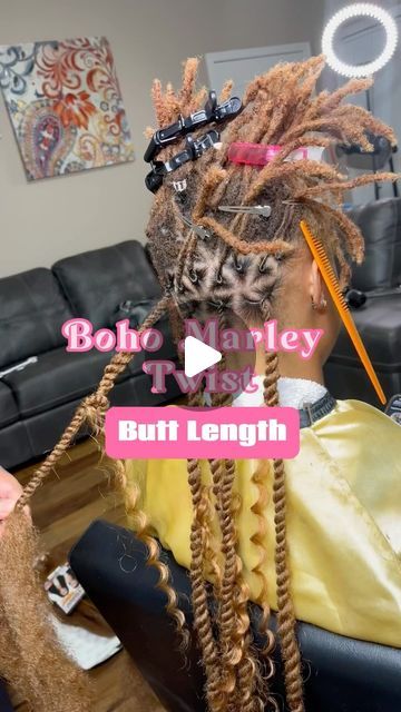 DefinedLocs - GA on Instagram: "Are these BOHO MARLEY TWIST giving spring break vacation vibes?    Get them styled over locs or on loose hair   Butt length   ✨ Hair is included with price.   Products used: LOC GEL by @definedlocs (link in bio to purchase)  #definedlocs #locs #locstyles #stylesoverlocs #marleytwist #bohotwist #bohotwists #marleytwistatl #cubantwist #coloredlocs #vacationhair #springbreak #beachhair #braids #protectivehairstyle #womenlocstyles #locstylesforwomen #loctician #atllocstylist #atlloctician #conyershair #conyershairstylist #lithoniahairstylist #hairnbeautydirectory #summerhair #explorepage #exploremore #explorepage✨" Extended Locs With Marley Hair, Marley Twist On Locs, Boho Twists Over Locs, Boho Braids Over Locs, Island Twist Over Locs, Cuban Twist Over Locs, Twist Over Locs Protective Styles, Vacation Loc Styles, Loc Styles With Weave