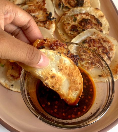 Smashed Gyoza – Omsom Smashed Gyoza Recipe, Smash Gyoza Recipe, Smashed Dumplings, Smash Dumpling Tacos, Smashed Gyoza, Smash Gyoza, Smash Dumplings, Chicken Gyoza, Homemade Chinese