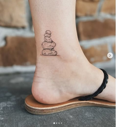 Stack Of Rocks Tattoo, Balancing Rocks Tattoo, Stacked Stones Tattoo, Stacked Rocks Tattoo, Rock Cairn Tattoo, Sedona Tattoo Ideas, Rocks Tattoo Stone, Stone Tattoo Ideas, Rock Tattoo Nature