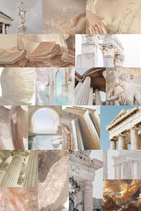 Greek Goddess Color Palette, Greek Aesthetic Decor, Greek Theme Bathroom, Ancient Greece Moodboard, Greek Goddess Bedroom, Greek Mythology Room Aesthetic, Greek Goddess Room Aesthetic, Modern Goddess Aesthetic, Greek Astethic