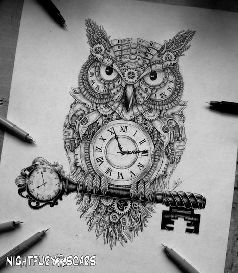 Clockwork by nightfuryscars Steampunk Drawings, Drawing Steampunk, Steampunk Art Drawing, Draw A Wolf, Pocket Watch Tattoo Design, Music Art Painting, Aztec Tattoos Sleeve, Steampunk Drawing, Watch Tattoo Design