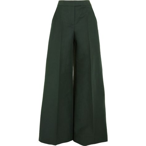 Antonio Berardi Cotton and wool-blend wide-leg pants ($612) ❤ liked on Polyvore featuring pants, bottoms, jeans, skirts, trousers, forest green, wide leg cotton pants, structure pants, wool blend pants and tailored pants Forest Green Pants, Dark Green Pants, Pants Tailored, Antonio Berardi, Pants Cotton, Cotton Trousers, Green Pants, Pants Wide Leg, Green Wool