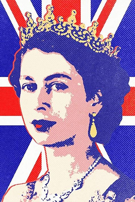 AmazonSmile: Laminated Queen Elizabeth II Union Jack Pop Art Print Sign Poster 12x18 inch: Posters & Prints Jack Pop, Queen Elizabeth Portrait, Queen Elizabeth Ii Quotes, Düşes Kate, Portraits Pop Art, Queen Poster, Arte Punk, Elisabeth Ii, Pop Art Portraits