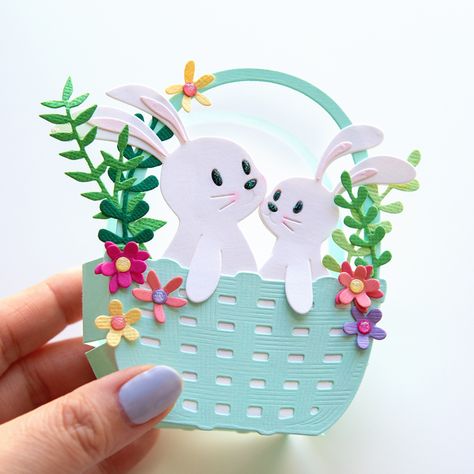 Small Bunny, Cardstock Crafts, Egg Card, Easter Surprise, Easter Cards Handmade, Easter Bunny Basket, Bunny Basket, Easter Basket Diy, Easter Projects