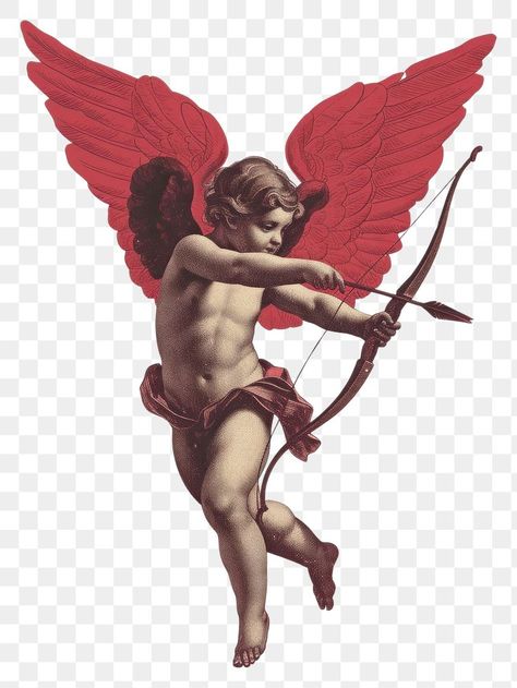 Cherub With Bow And Arrow, Falling Angel Art, Angel Falling, Cupid Illustration, Cupid Statue, Cupid Art, Owl Feather Tattoos, Cupid Wings, Png Angel