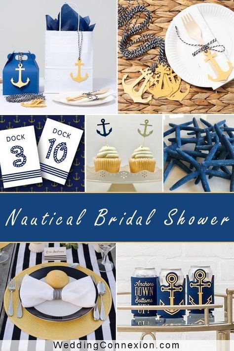 Bridal Shower Nautical Theme, Lakeside Bridal Shower Ideas, Lake Themed Bridal Shower Ideas, Lake Bridal Shower Ideas, Sailor Wedding Theme, Nautical Bridal Shower Ideas, Nautical Bridal Shower Decorations, Nautical Wedding Reception, Nautical Theme Bridal Shower