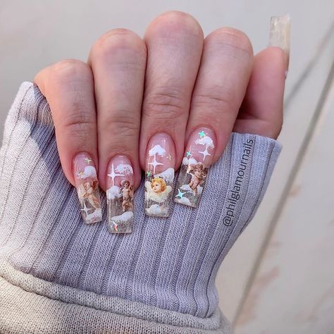 P H I L L I P on Instagram: “Angel Nails for the Talented @jennanicoleofficial  #beverlyhills #nailart #nailartist #philglamournails #philnails #La # ca . . . . . . . .…” Angel Nails, Glamour Nails, Her Nails, Long Acrylic Nails Coffin, Bling Acrylic Nails, Acrylic Nails Coffin Short, Glam Nails, Hot Nails, Fire Nails