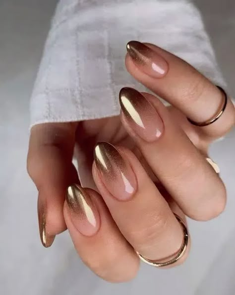 Touch Nail Spring, Unghie Sfumate, Golden Nails, Smink Inspiration, Ombre Nail Designs, Valentine Nails, Thanksgiving Nails, Metallic Nails, Orange Nails