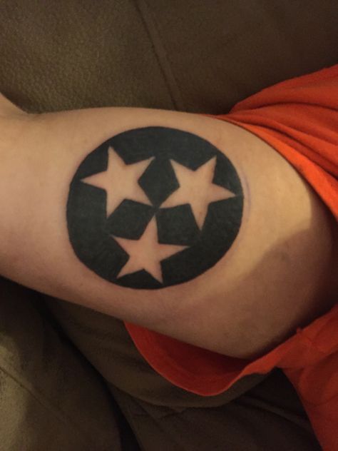 Tennessee Tri Star Tattoo, Three Stars Tattoo, Tennessee Tattoo, Tennessee Tristar, Real Tattoos, Piercings Ideas, Stars Tattoo, Temple Decor, Tri Star