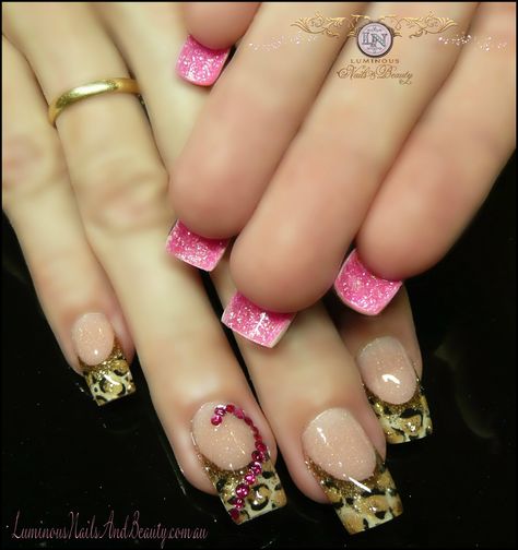 fake nails <3 Nail February, Mcbling Nails, 2013 Nails, Pink Cheetah Nails, Nails February, Nails Oval, Luminous Nails, Acrylic Pink, Cheetah Nails