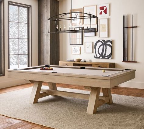 games | Pottery Barn Barn Pool, Pool Table Games, Modern Pool Table, Game Room Tables, Pool Table Room, Pool Rooms, Inspire Me Home Decor, Organic Forms, Billiard Room