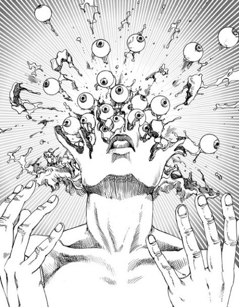 駕籠真太郎 Shintaro Kago Japanese Manga artist Shintaro Kago, Seni Mural, Arte Doodle, Kunst Inspiration, Dark Art Drawings, Creative Block, Arte Obscura, Arte Inspo, Creepy Art