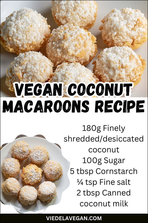 Vegan Coconut Macaroon Recipe Vegan Coconut Macaroons, Vegan Macaroons, Macaroon Recipe, Coconut Macaroon, Coconut Macaroons Recipe, Sweet Easy, Vegan Coconut, Decadent Chocolate Cake, Macaroon Recipes