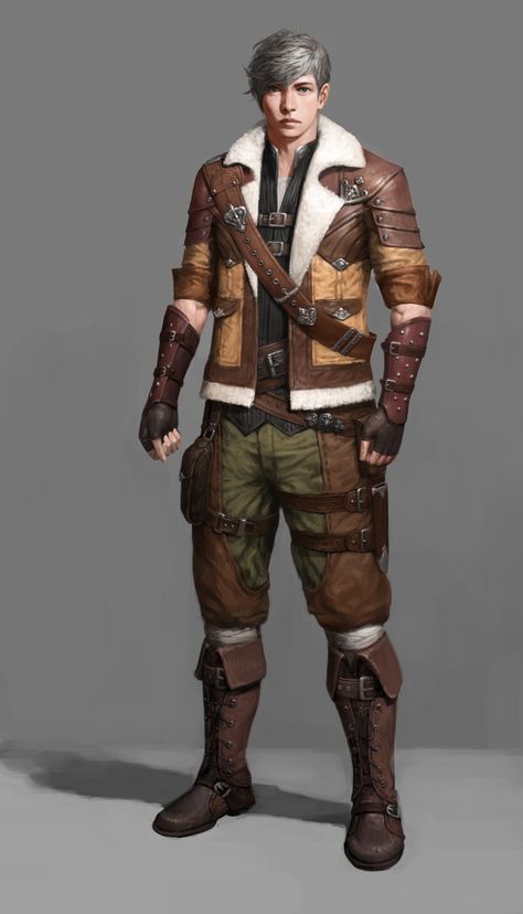 Hunter Outfit, Rpg Map, Treasure Hunter, Fantasy Male, Character Design Male, Fantasy Inspiration, Dieselpunk, Fantasy Clothing, Dnd Characters