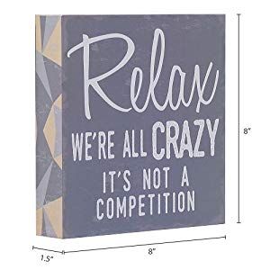 AmazonSmile: Barnyard Designs Relax We're All Crazy It's Not a Competition Box Wall Art Sign, Primitive Country Farmhouse Home Decor Sign with Sayings 8" x 8": Home & Kitchen Spa Night Ideas, Drinking Signs, Country Farmhouse Bathroom, Wood Home Design, Colorado Flowers, Lake Theme, Cabin Crafts, Signs With Sayings, Spa Rooms