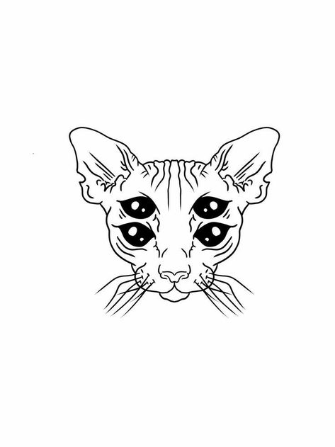 Three Eyed Cat Tattoo, Cat Face Tattoo, Arte Trash Polka, Flash Tattoo Sleeve, Trippy Tattoo Ideas, Cat Face Tattoos, Tattoo Nightmares, Triangle Tattoos, Flash Tattoo Designs