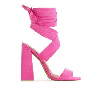 Heels Strappy, Hot Pink Heels, Preppy Shoes, Pink High Heels, Prom Heels, Public Desire, Open Toe Heels, Womens Chunky Heels, Wrap Heels