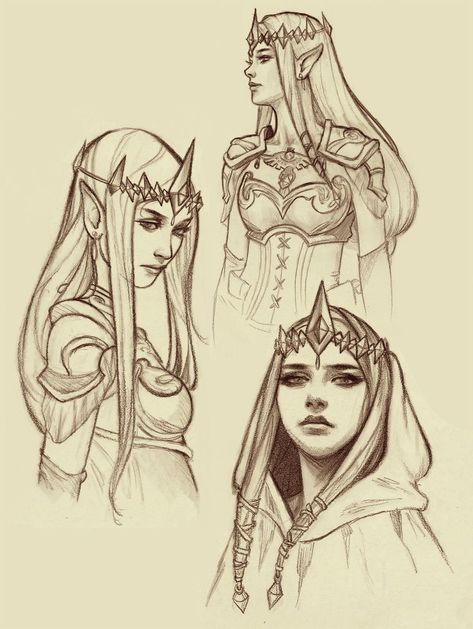 Fae Oc Base, Elf Princess Drawing, Godess Drawing Reference, Elves Drawing Sketches, Fantasy Sketch Ideas, Medieval Woman Drawing, Dnd Character Sketch, Princess Oc Drawing, Princess Drawings Sketches