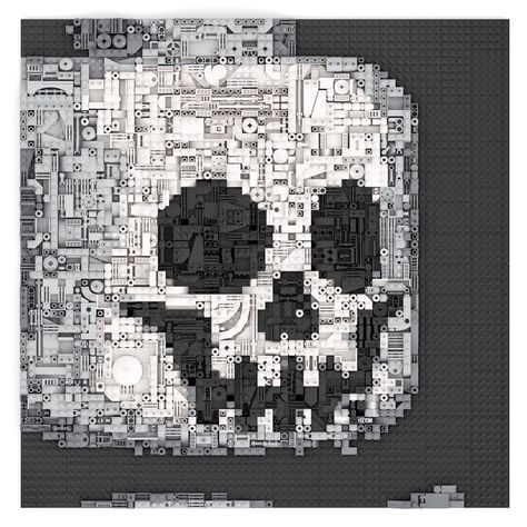 Lego Skeleton Face Greeble Mosaic | 2,583 piece MOC by me. D… | Flickr Lego Greebling Art, Lego Skull, Lego Skeleton, Lego Faces, Lego Halloween, Lego Furniture, Hell Bent, Skeleton Face, Lego Diy