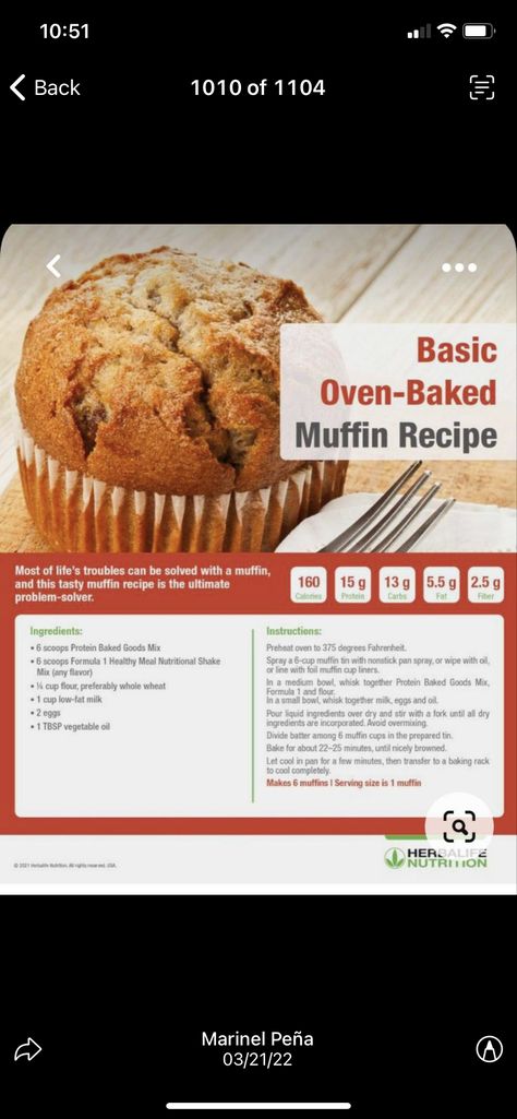 Herbalife Snack Ideas Recipes, Herbalife Muffin Recipes, Herbalife Protein Baked Goods Recipes, Herbalife Baked Goods, Herbalife Baked Goods Recipes, Herbalife Muffins, Herbalife Snacks, Herbalife Nutrition Facts, Herbalife Meal Plan