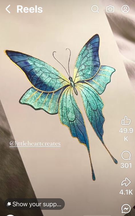 Drawing Steps, Meaningful Drawings, Butterfly Illustration, Alternative Art, Paper Butterfly, 3d Butterfly, Painting Art Lesson, Glitter Paint, Butterfly Watercolor