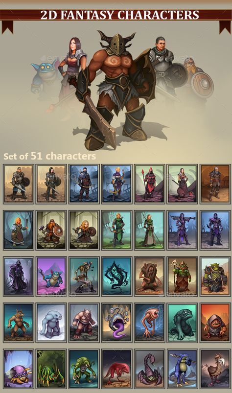 2D Fantasy Characters - Miscellaneous Game Assets Fantasy Card Game, Fantasy Cards, Game Card Design, Zbrush Character, Board Game Design, Armadura Medieval, Dnd Miniatures, D&d Dungeons And Dragons, Dungeons And Dragons Homebrew