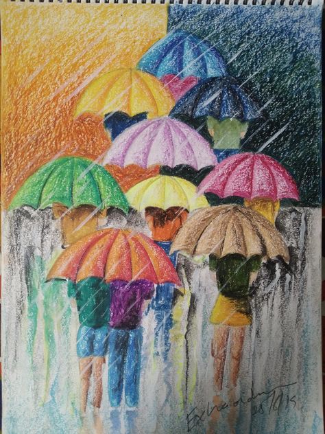 -Jasjot Oil Pastels Drawing, Oil Pastels, Oil Pastel, Rainy Day, Composition, Pastel, Comics, Drawings, Quick Saves