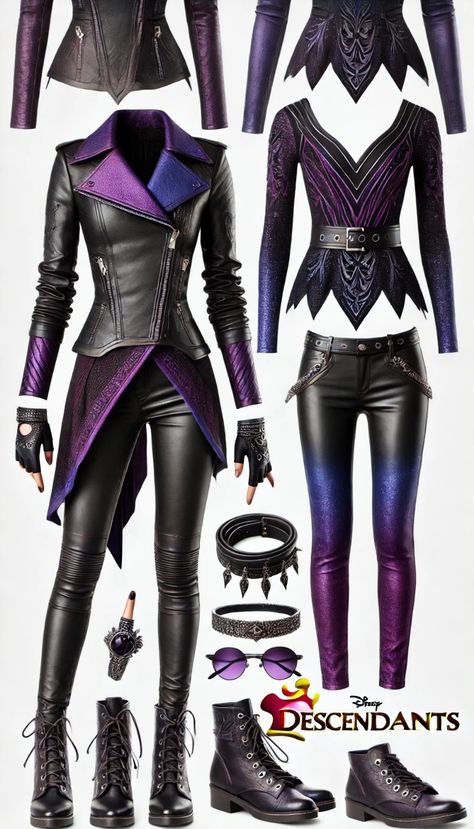 Descendants Style Outfit, Disney Descendants Evie, Mal Descendants Outfit, Descendants Oc Outfits, Mal Descendants Costume, Descendants Inspired Outfits, Descendants Clothes, Descendants Outfits, Mal Descendants