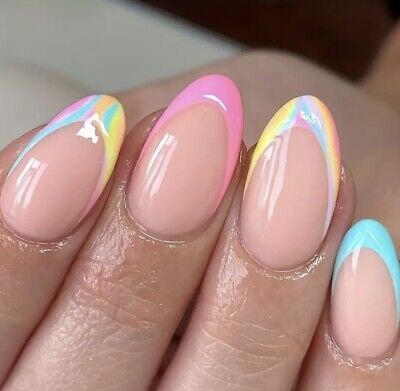 BRAND NEW PRESS-ON NAILS  | eBay Fun Cute Nails, Cute Funky Nails Short, Press On Nails For Kids, Lexi Nails, Preppy Nails, Girls Nail Designs, Beachy Nails, Cute Simple Nails