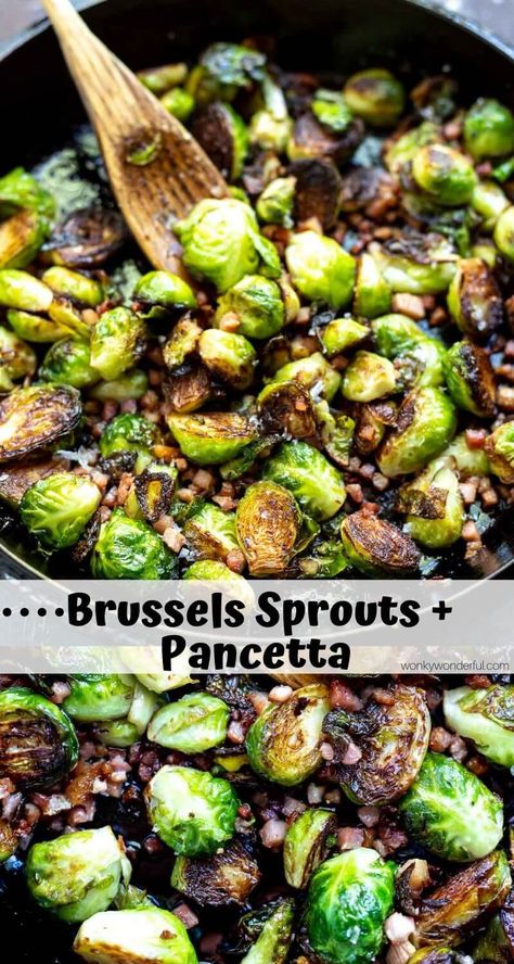 Pan Fried Brussel Sprouts With Pancetta make a wonderful side dish for dinner or holiday meals. The crisp Brussels sprouts and salty pancetta will go well with just about any meal. #brusselssproutsrecipes #sidedishrecipes #ketorecipes #lowcarbrecipes #ketoholidayrecipes #lowcarbholiday #lowcarbsidedishrecipes Brussel Sprout Recipes Pancetta, Brussels Sprouts And Pancetta, Brussels Sprouts Pancetta, Brussels With Pancetta, Brussel Sprout With Pancetta Recipes, Brussel Sprout Recipes With Pancetta, Pancetta Brussel Sprouts, Roasted Brussel Sprouts With Pancetta, Brussel Sprouts Au Gratin