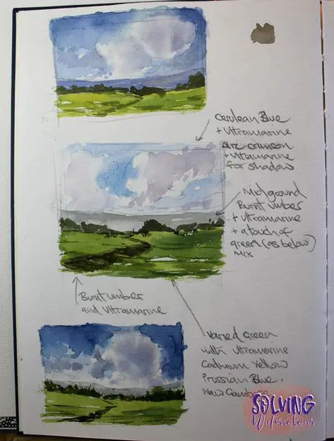 Pro Tips For Plein Air Watercolor Painting Watercolour Plein Air, Plein Air Drawing, Plein Air Watercolor Set Up, Plein Air Watercolor Painting, Travel Watercolor Painting, Watercolor Plein Air, Watercolour Clouds, Practice Watercolor, Watercolor Basics