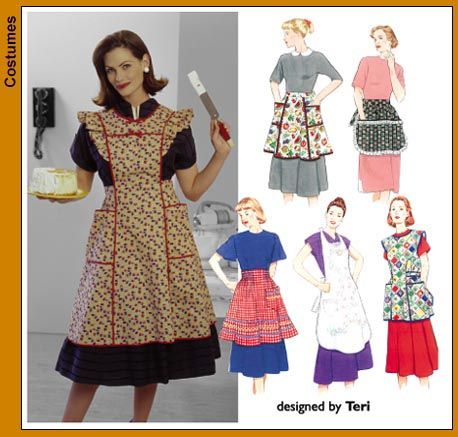 SIMPLICITY 8720 RETRO APRONS Retro Apron Patterns, Half Apron Patterns, Vintage Apron Pattern, Cobbler Aprons, Vintage Style Aprons, Modern Aprons, Apron Sewing, Ruffle Apron, Apron Pattern