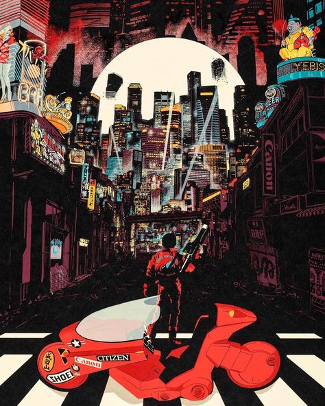 Akira Art, Akira Kaneda, Repo Man, Akira Anime, Glicee Prints, Stunt Bike, Drag Bike, Paris Dakar, Power Bike