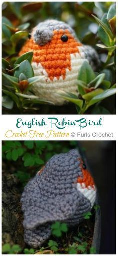 Crochet Robin, Bird Crochet, Crochet Bird, Crochet Bird Patterns, Baby Booties Free Pattern, Doll Amigurumi Free Pattern, Crochet Free Patterns, Crochet Birds, Robin Bird