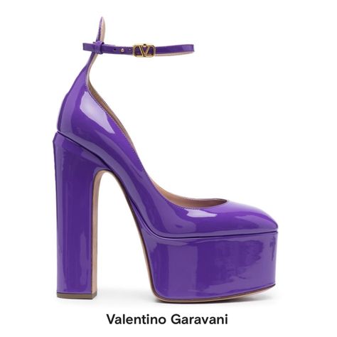 Purple Valentino Heels, Valentino Shoes Platform, Purple Platform Heels, Farfetch Shoes, Purple High Heels, Valentino Pumps, Valentino Heels, Purple Pumps, Heels Aesthetic