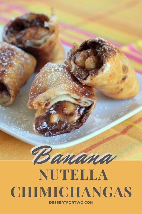 Banana Chimichanga Recipe, Nutella Dessert Tacos, Nutella Banana Tortilla, Deep Fried Burritos, Sweet Chimichangas, Dessert Chimichanga Recipe, Tex Mex Desserts, Fried Burritos, Fried Desserts