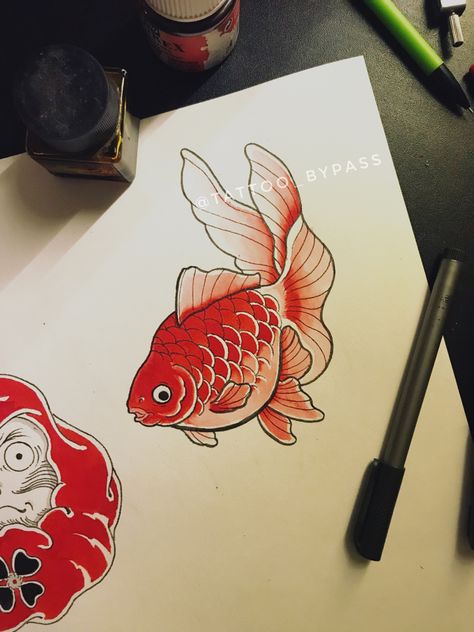 Japanese Tattoo Art Color, Fugu Fish Tattoo, Japanese Goldfish Drawing, Gold Fish Tattoos, Japanese Fish Drawing, Japanese Goldfish Tattoo, Fish Tattoo Japanese, Gold Fish Tattoo, Gold Fish Drawing